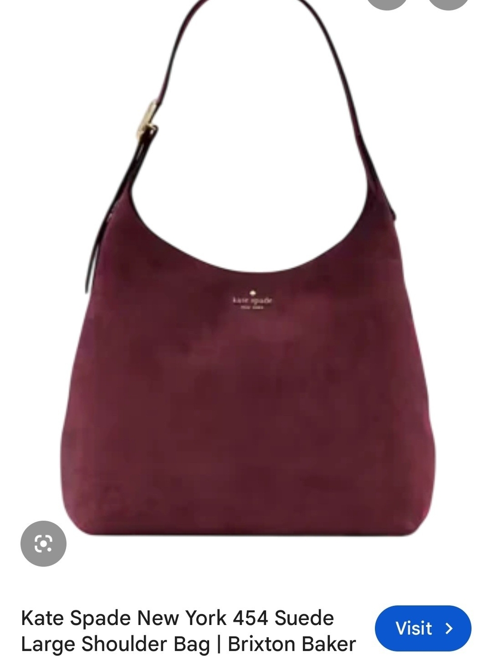 kate spade Large 454 Burgundy Suede Shoulder Bag - Picture 12 of 16